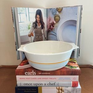 80s Zoom Series Pyrex from England in Blue and Orange Stripes, 2L capacity, JAJ